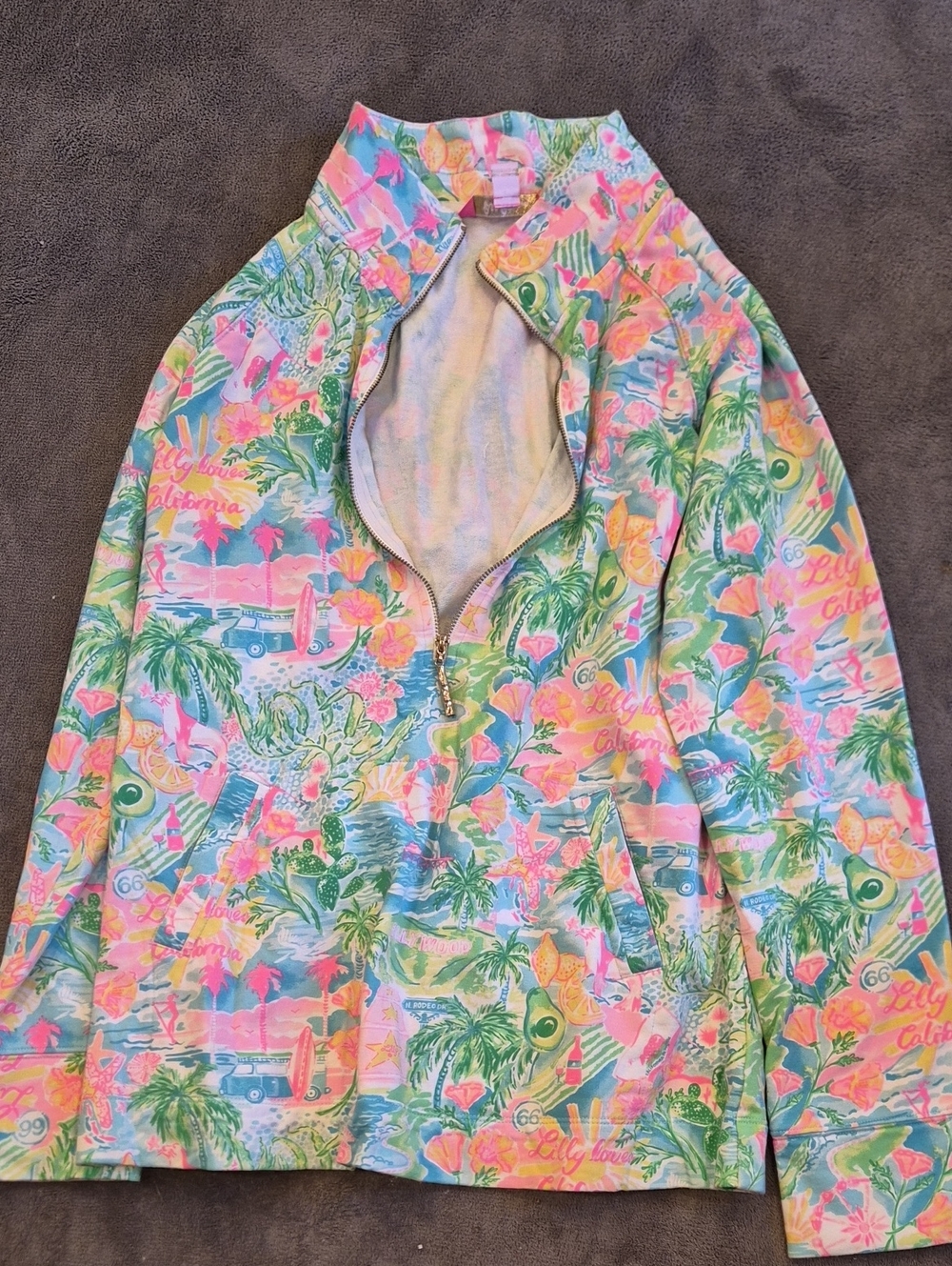 Womens' Pastel Tropical Print Zip-Up One-Piece
